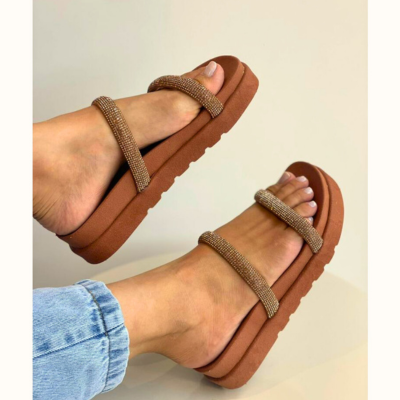 Birken Feminina Sandalia Papete Com Brilho